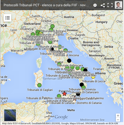 MAPPA PROTOCOLLI #PCT TRIBUNALI ITALIANI a cura della FIIF